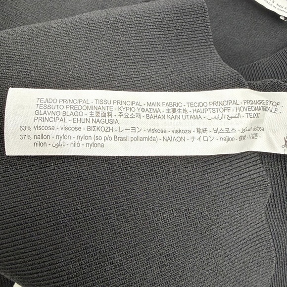 Zara Black Knit Blouse S Organza Sheer Puff Sleeve Button Frot Gothic Mob Wife - Picture 5 of 6